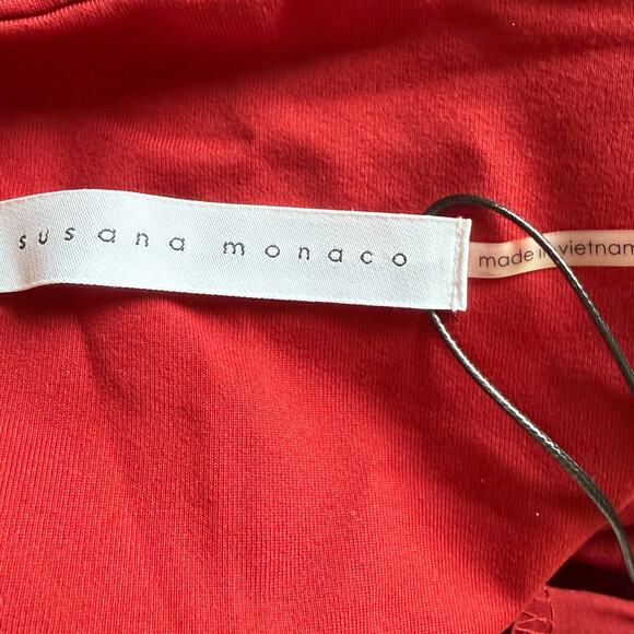 Susana Monaco Core Sexy V-Neck Long Sleeve Top In Siren Red Size Large New - Picture 12 of 13
